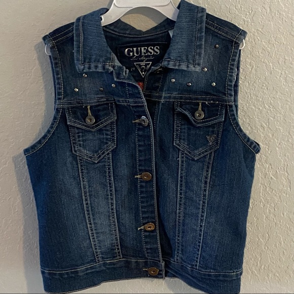Guess Teen’s Jean Vest with Embroidered Roses - Picture 3 of 8
